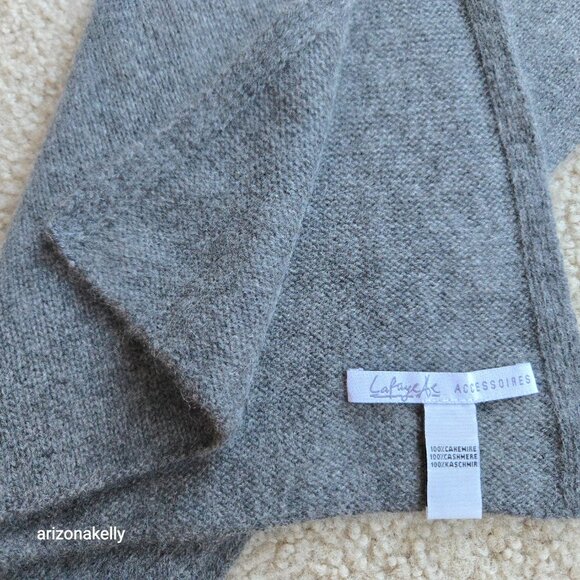 NWOT Cashmere Knit Scarf Grey Lafayette - Picture 6 of 10